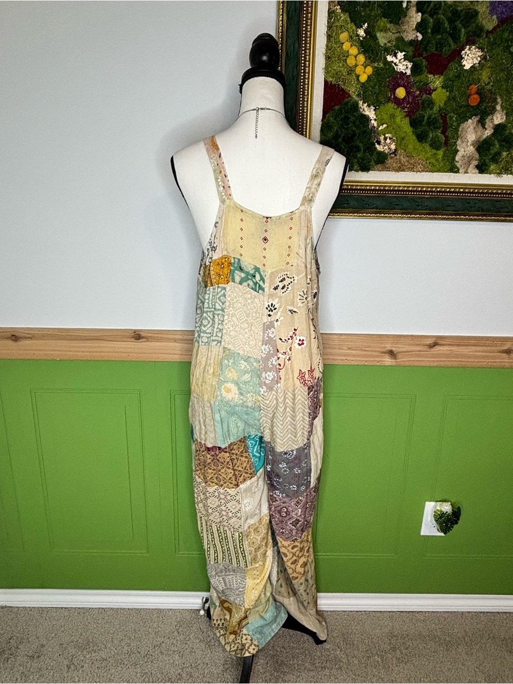 NWT Blue Sky Patchwork Multicolor Overalls - Picture 8 of 14